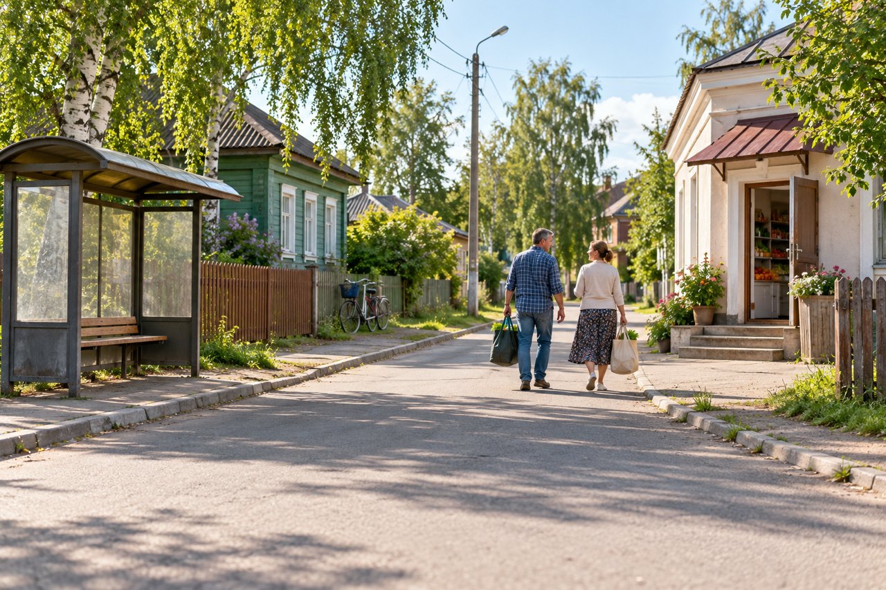 Пара идёт по утренней улице