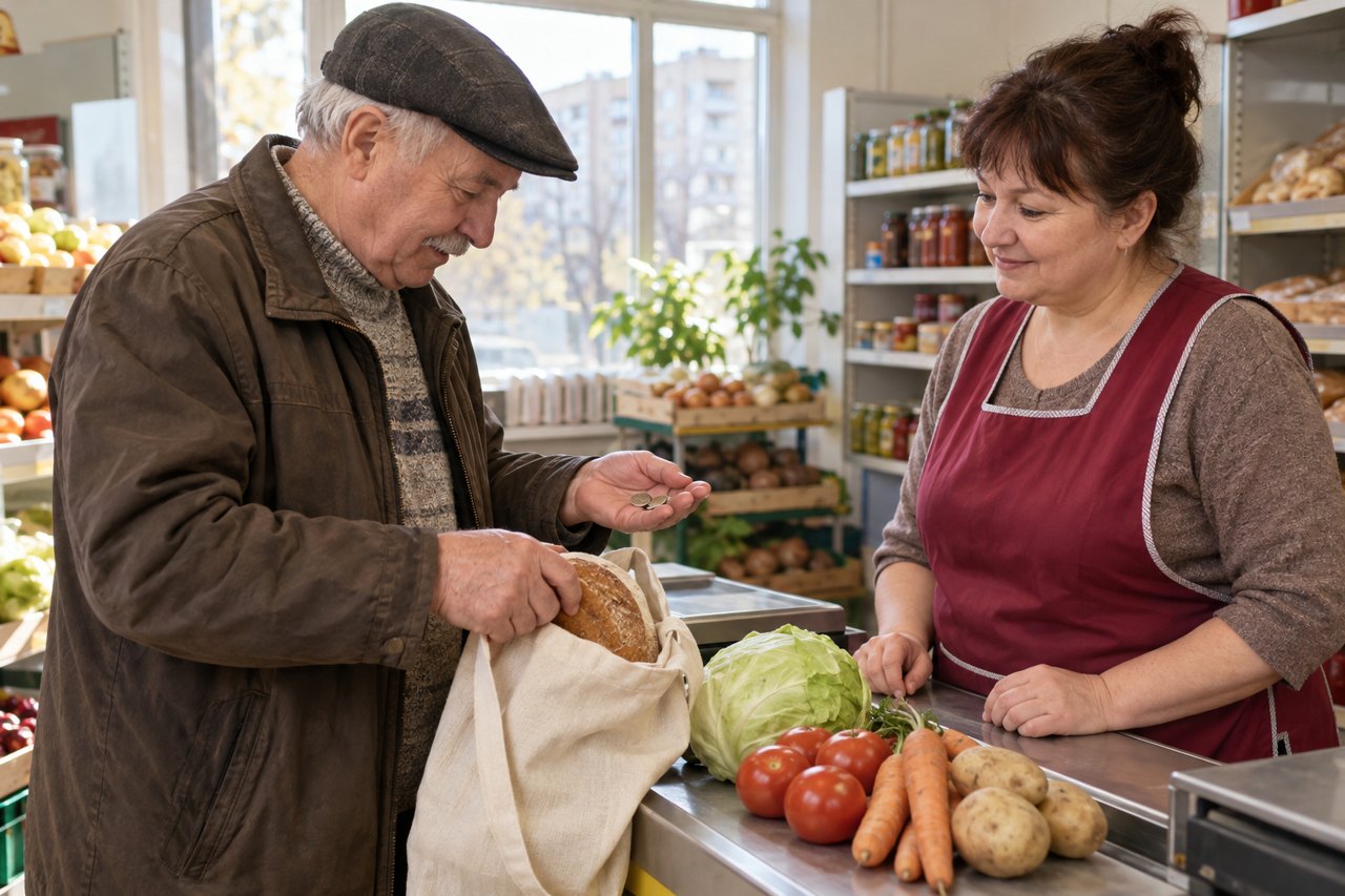 Покупатель расплачивается за продукты